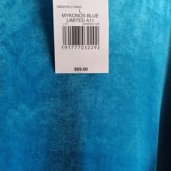 THE LIMITED Size L Mykonos BLUE Velvet Bell Sleeve Keyhole Tie Back Blouse ~New - Picture 6 of 12